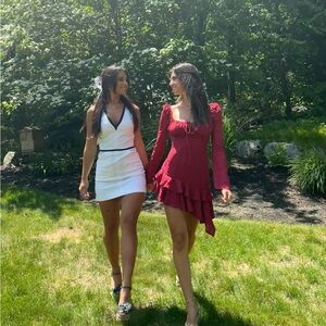 House of CB maroon long sleeve dress